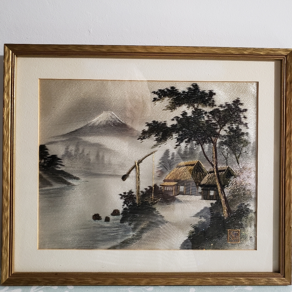 Japanese silk embroidery art.